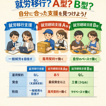就労移行？A型？B型？自分に合った支援を一緒に探しましょうのイメージ画像