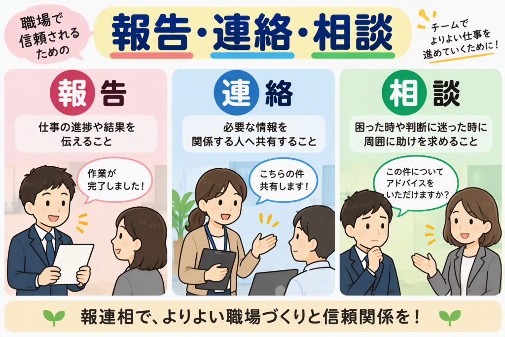 職場で信頼されるための『報告・連絡・相談』のイメージ画像